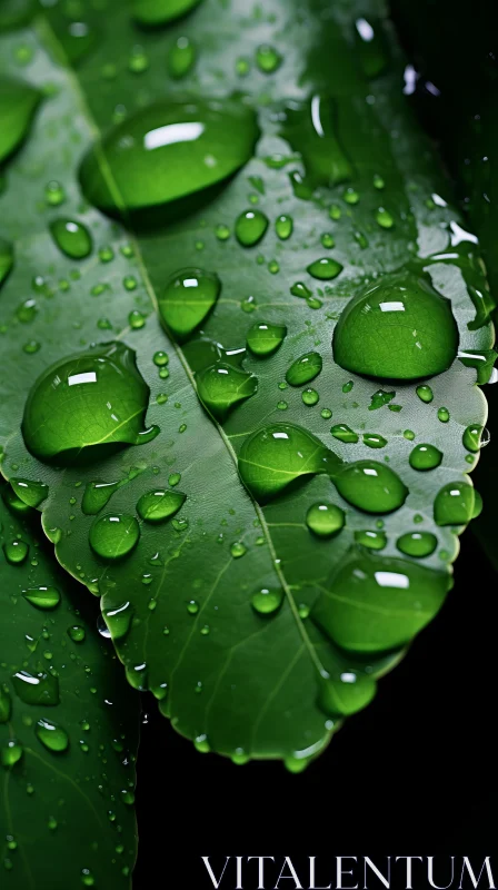 Green Leaf with Water Droplets - Photorealistic Nature Wonder AI Image