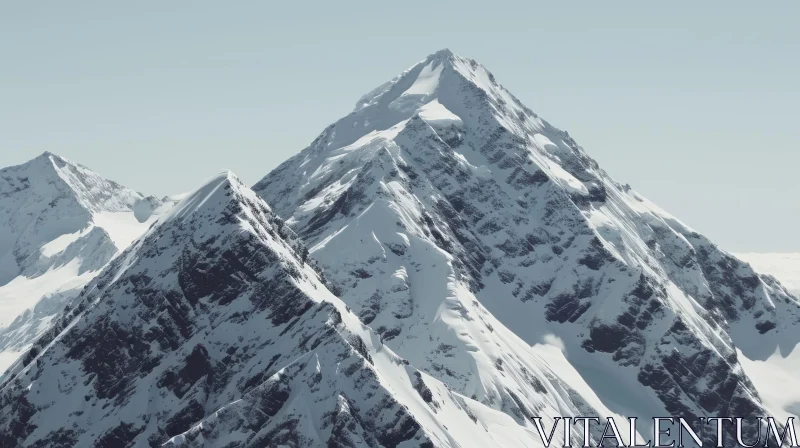 Majestic Snow-Capped Mountain Peak: A Captivating Nature Scene AI Image