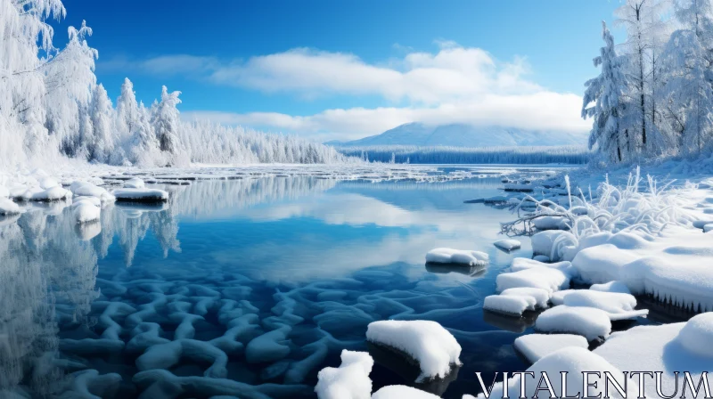 Winter Wonderland: Serene Snowy Landscapes Wallpaper AI Image
