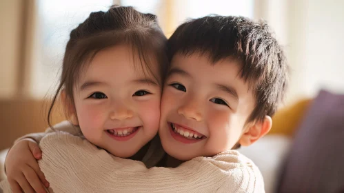 Children's Affection: A Heartwarming Sibling Moment