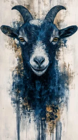 Blue and Beige Goat Painting