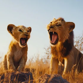 Lion and Cub Roar