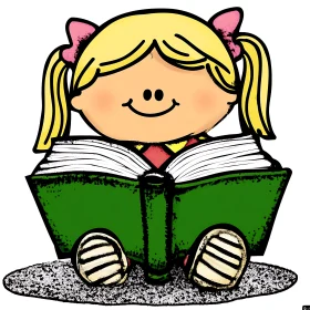 Cartoon Girl Enjoying a Book