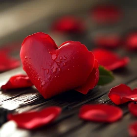 Red Rose Petal Heart Still Life