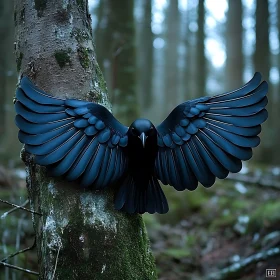 Black Raven on Tree