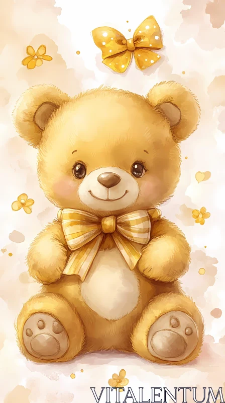 Charming Plush Bear with Bowtie AI Image