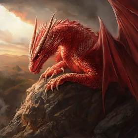 Fantasy Red Dragon Overlook