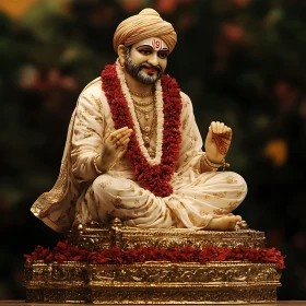 Serene Indian Man Statue in Meditation