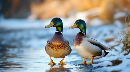 Two Ducks Near Water