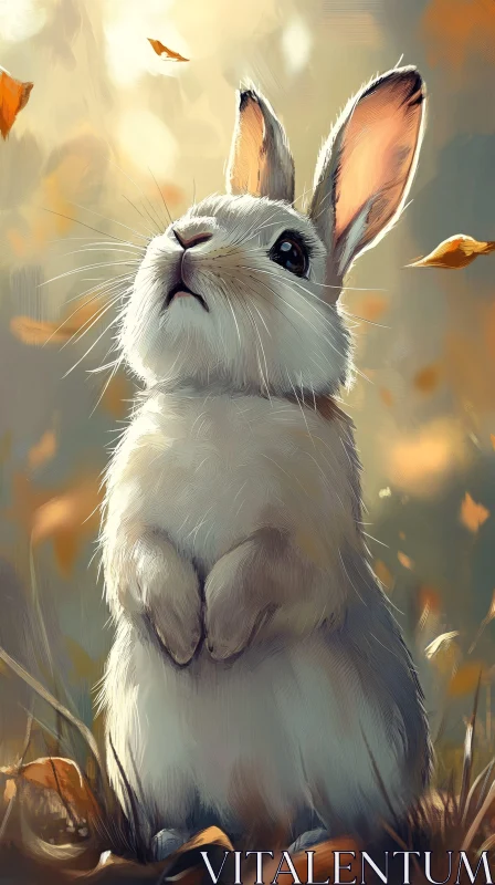 AI ART Charming Rabbit in Fall Foliage