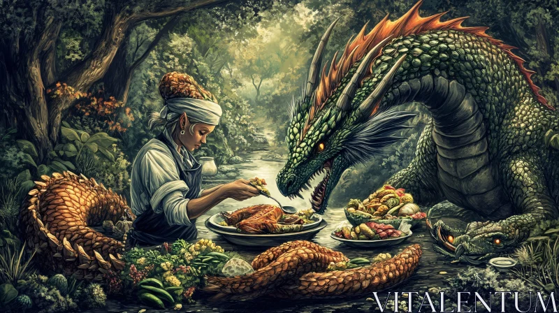 AI ART An Elf and Dragon Meal