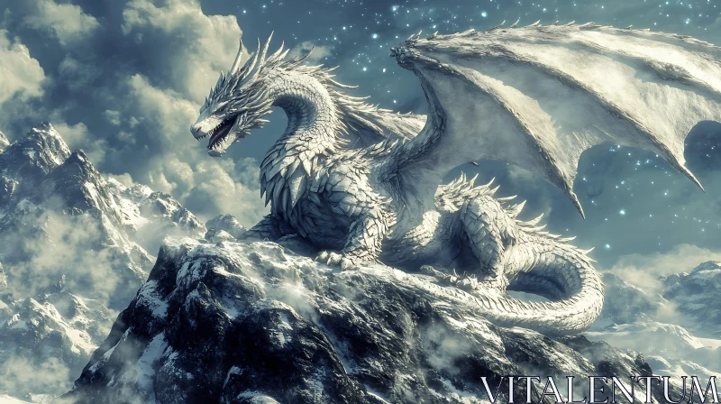 AI ART White Dragon Guardian of the Peaks