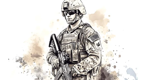 American Soldier Sketch in Uniform