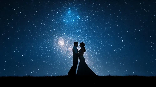 Couple Silhouette in Night Sky