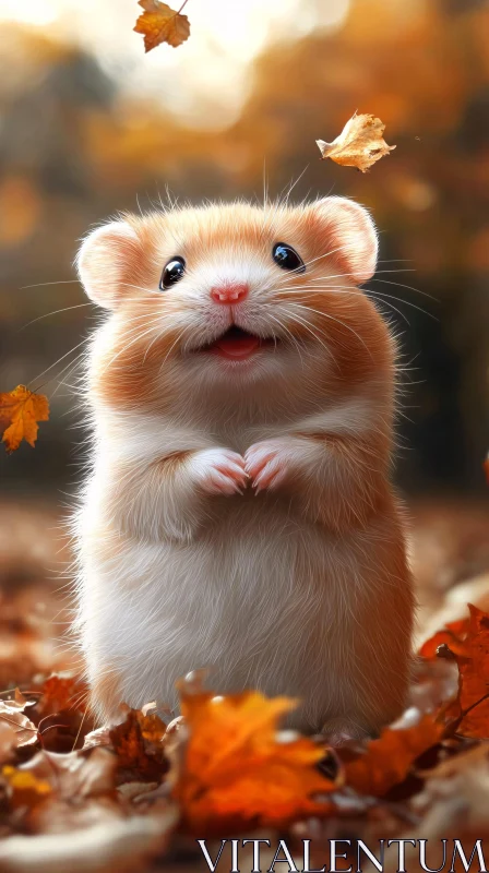 Curious Hamster Embracing Autumn AI Image