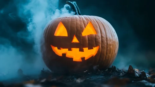 Spooky Halloween Pumpkin with Smoke