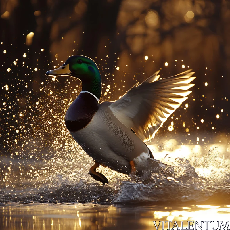 Duck Flight over Water AI Image