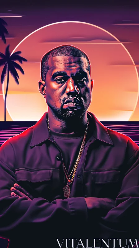 AI ART Stylized Kanye West Sunset Portrait