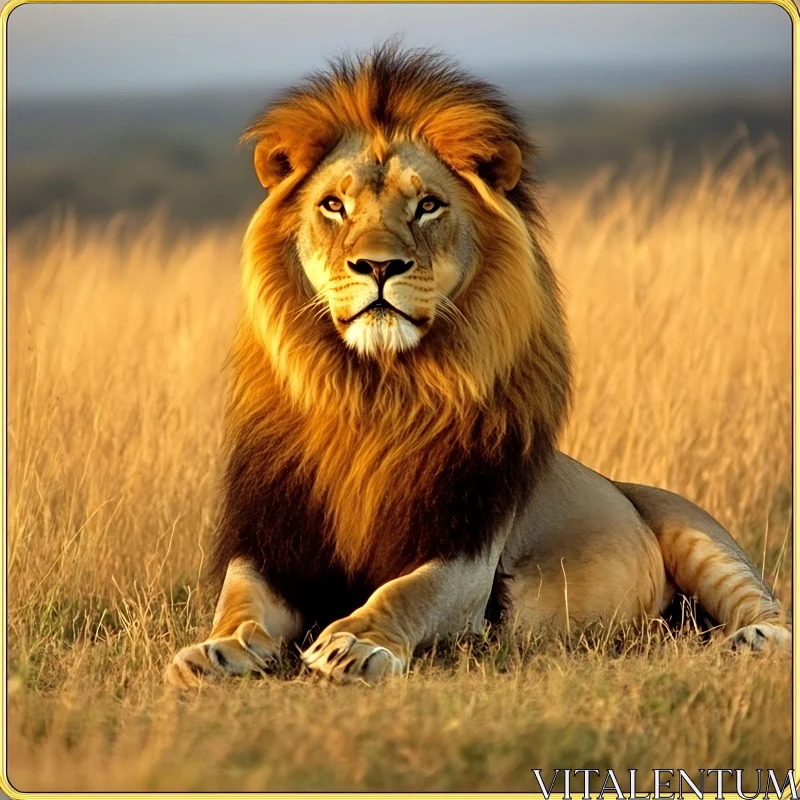 AI ART Lion in Golden Field