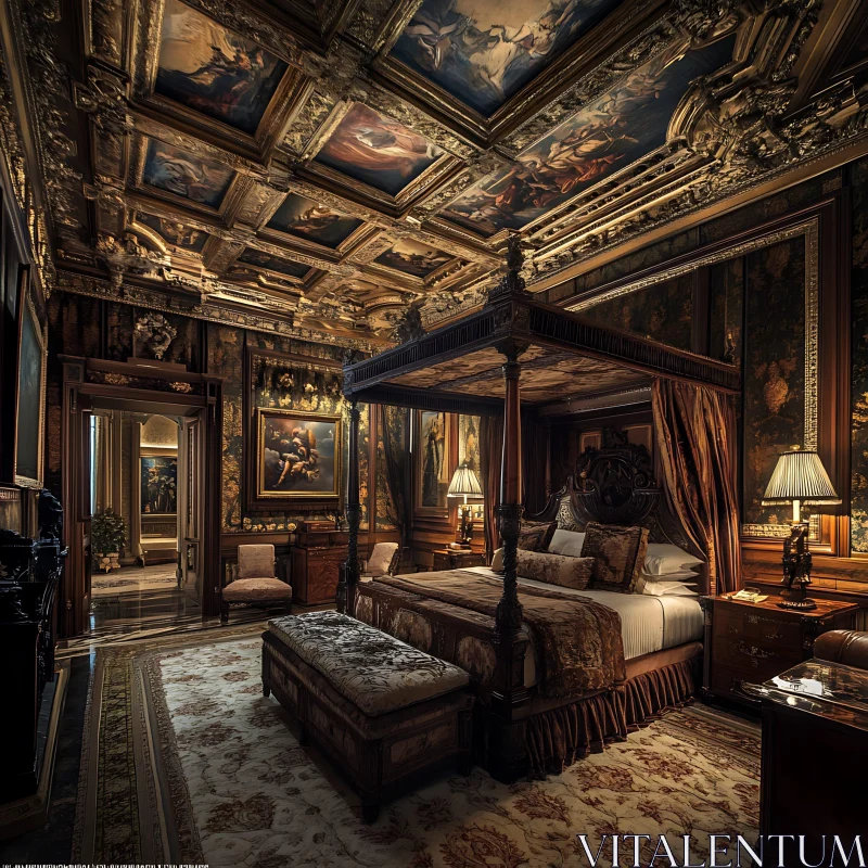 Opulent Interior Design with Canopy Bed AI Image