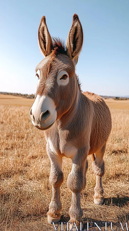 Close-Up of Donkey Outdoors AI Image