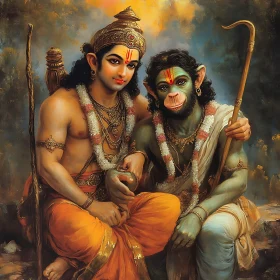 Illustrious Image of Ram and Hanuman