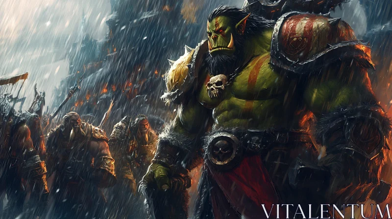 AI ART Green Orc Ready for Battle