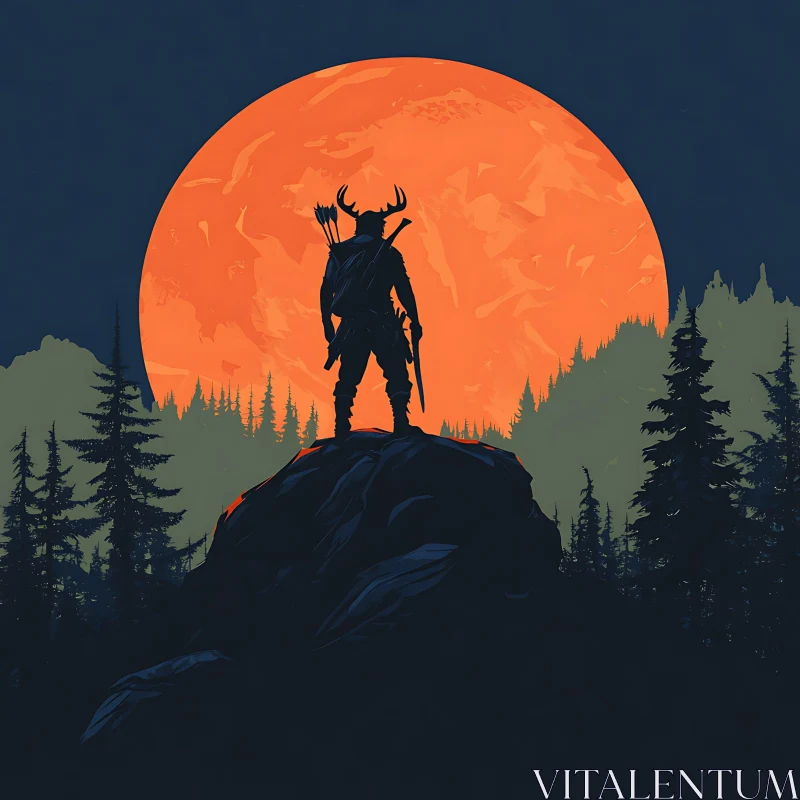 Antlered Hunter at Nightfall AI Image