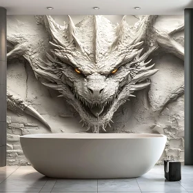 Modern Bathroom with Dragon Relief