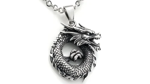 Silver Dragon Pendant Necklace