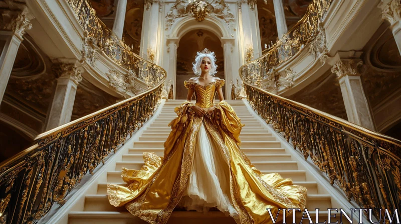 AI ART Opulent Ballgown and Grand Staircase Imagery