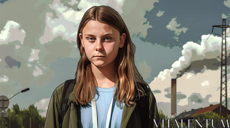 Environmental Activism with Greta Thunberg AI Image