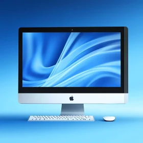 Sleek Silver Desktop with Blue Wave Screen