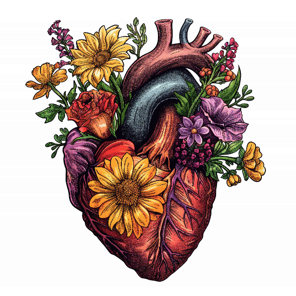 POD Design Heart with Flowers T-Shirt Art