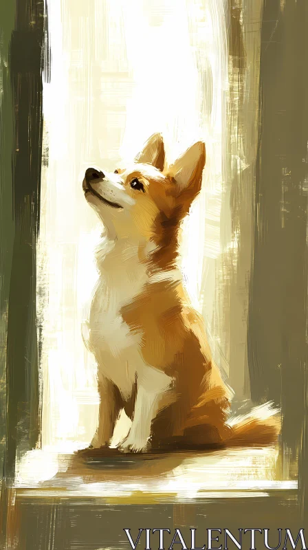 AI ART Corgi Portrait Art in Gentle Illumination