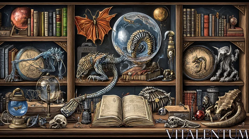 AI ART Arcane Library of Mythical Creatures