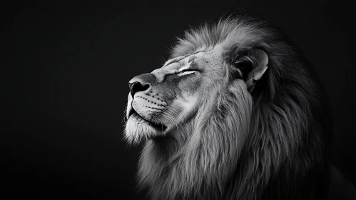 Regal Lion in Black and White