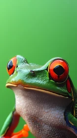 Red-Eyed Tree Frog Portrait in Nature