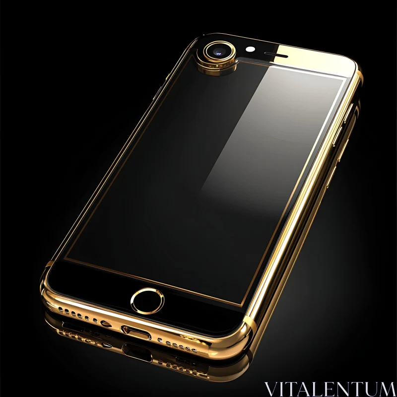 Elegant Gold-Framed Smartphone Design AI Image