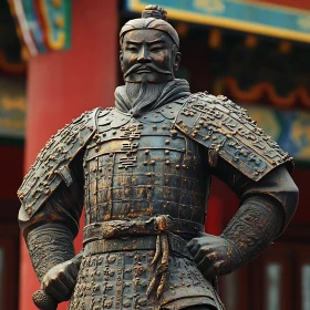 Bronze Warrior Statue with Armor