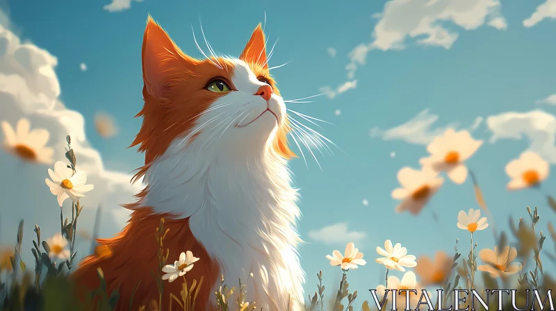 AI ART Cat and Blossoms in Harmony