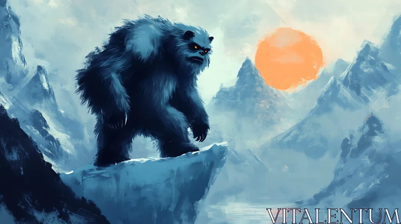 AI ART Mountain Creature Fantasy Illustration