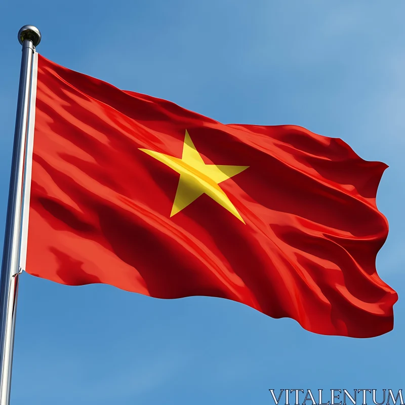 AI ART National Flag of Vietnam Against Blue Sky