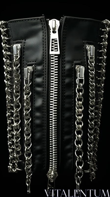 Black and Silver Leather Bustier with Chain Belt: A Modern Jewelry Masterpiece AI Image