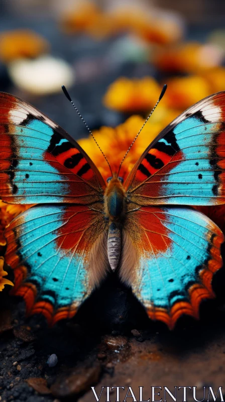 Captivating Butterfly in Brilliant Blue and Red Hues AI Image