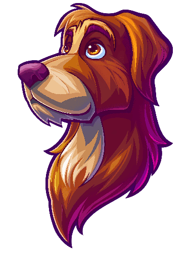 Cartoon Dog with Friendly Expression and Colorful Details