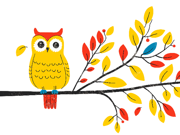 POD Design Whimsical Owl on Branch