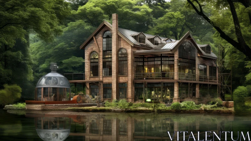 Enchanting Modern House in the Forest | Steampunk Inspired AI Image