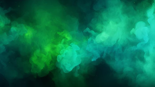 Green and Blue Smoke Abstract Art Rendered in Cinema4D