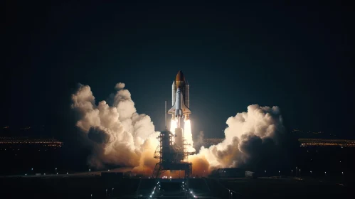 Space Shuttle Launch in the Night Sky | Dynamic and Action-Packed